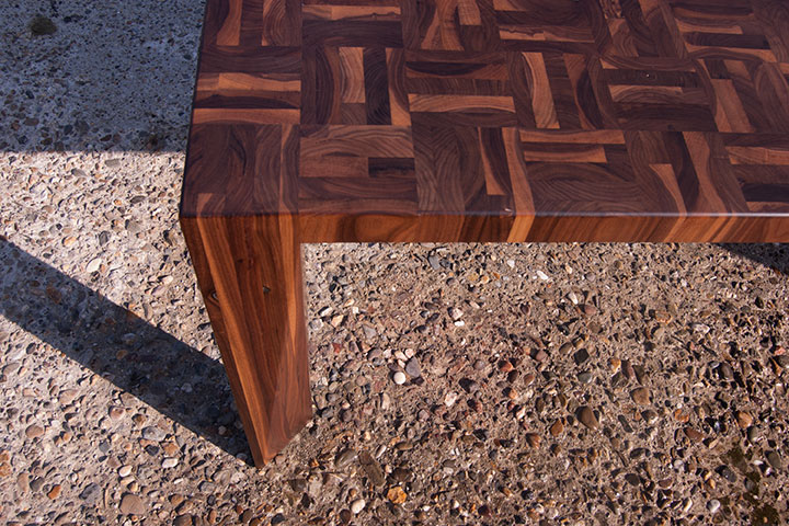 massieve noten design tafel op maat gemaakt, pantani